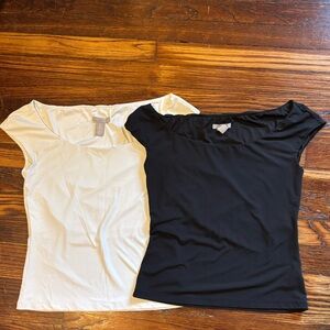 2 H&M Black and White Ballerina Neckline tops bundle lot